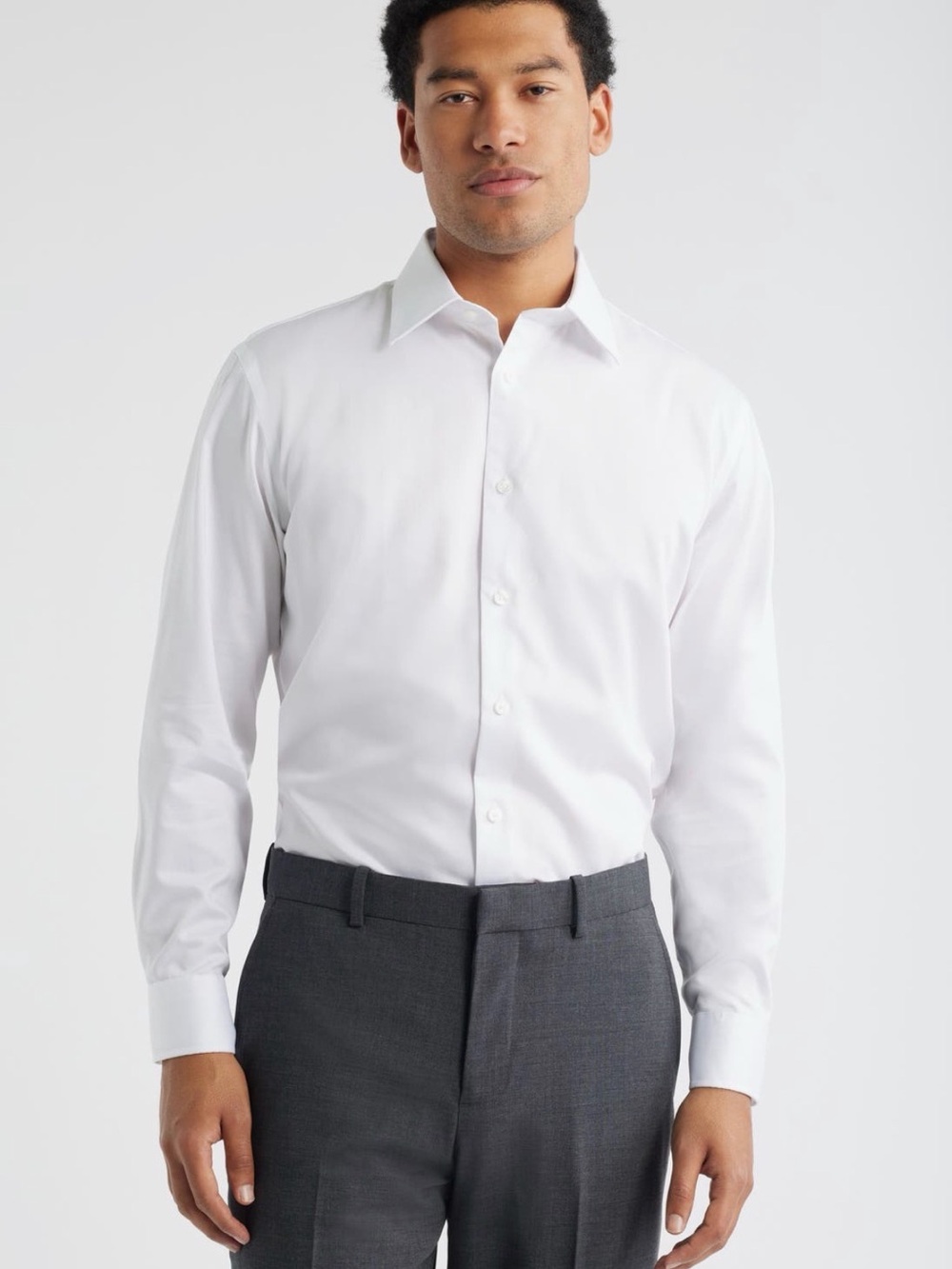 Nordstrom Trim Fit Herringbone Dress Shirt in white